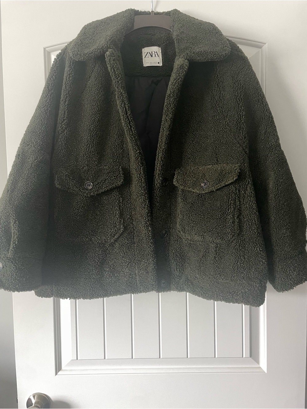 Zara Women’s Olive Green Sherpa Coat